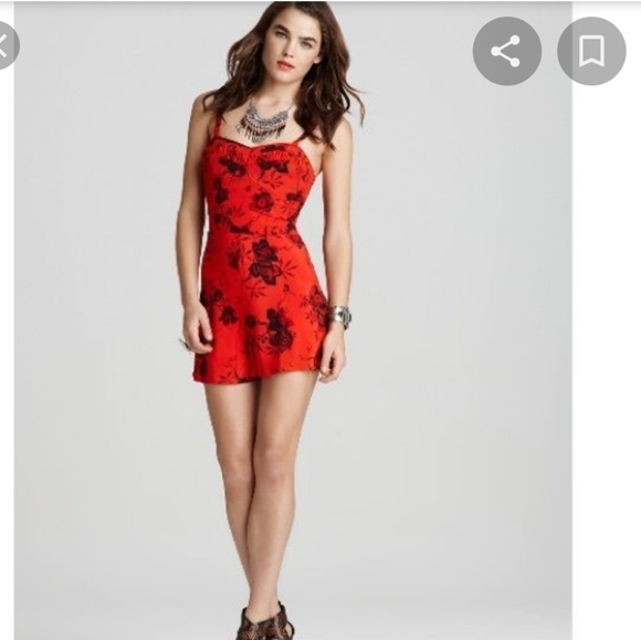 Free People Pants - Free People Candy Pinup Red Floral Romper